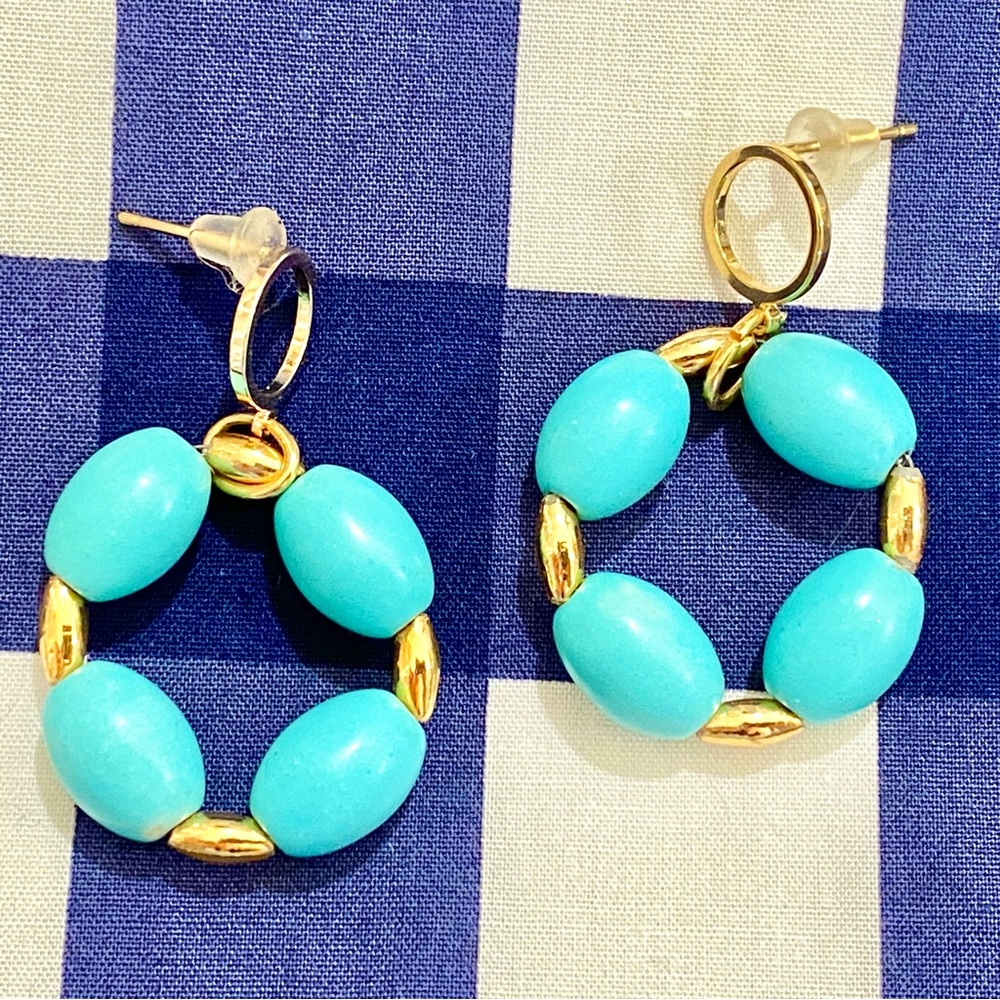 Turquoise Stone Earrings - Picture 2 of 14